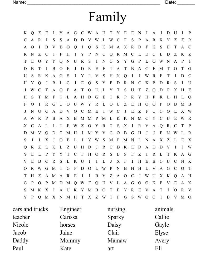 Family  Word Search