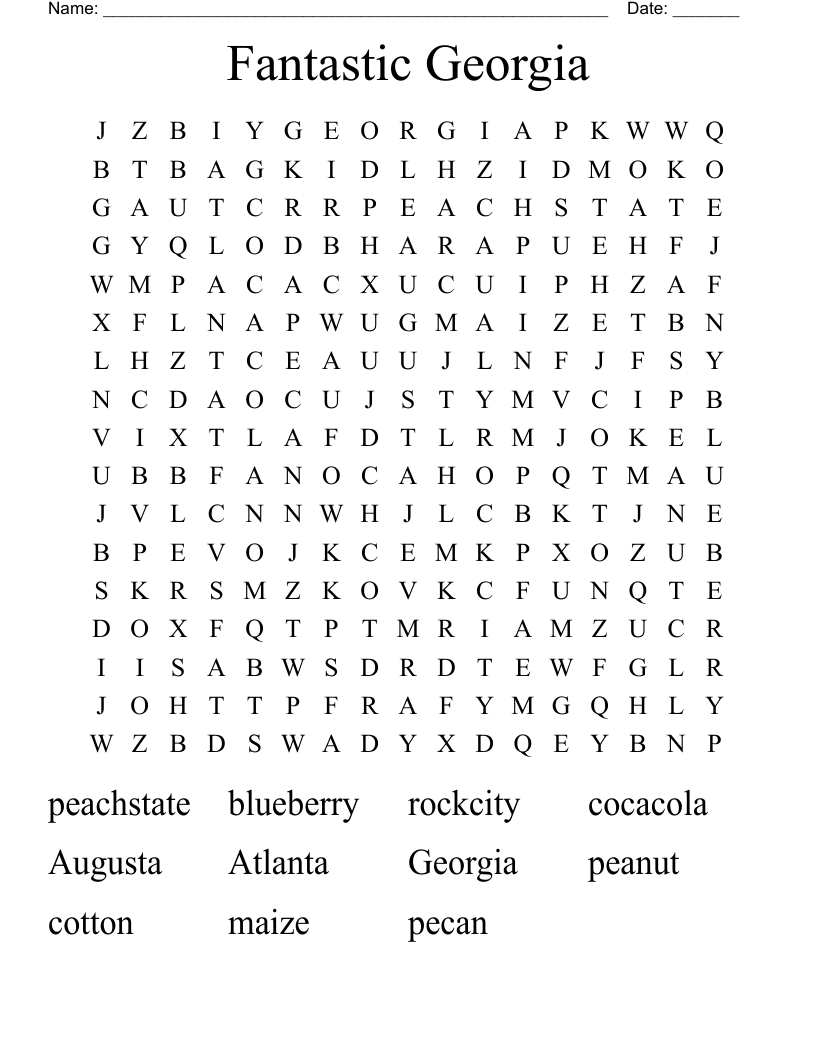 Fantastic Georgia Word Search