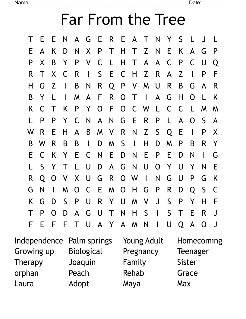 Far From the Tree Word Search