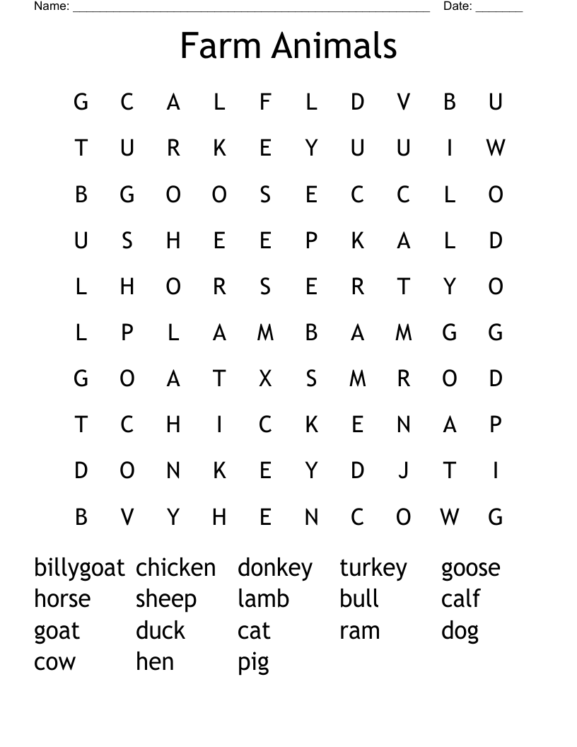 Farm Animals Word Search Wordmint Word Search Printable Gambaran