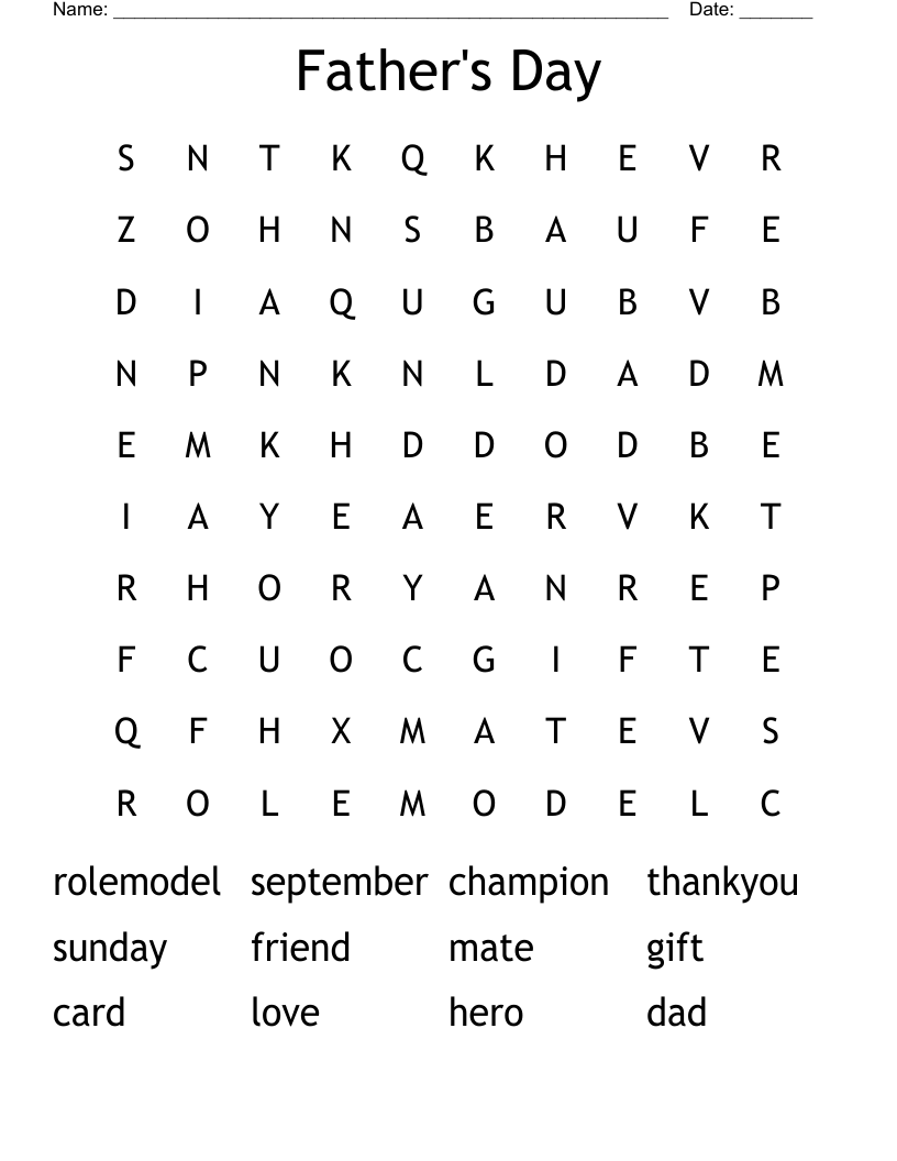 Father's Day Word Search
