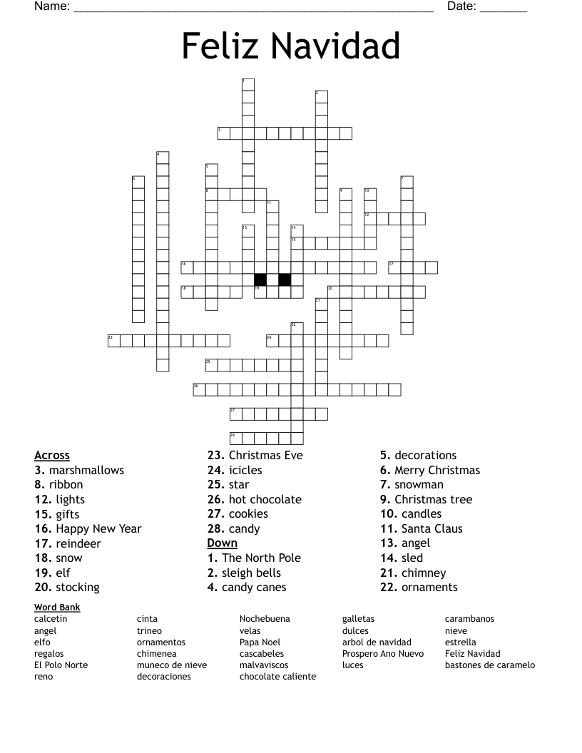Feliz Navidad Crossword WordMint