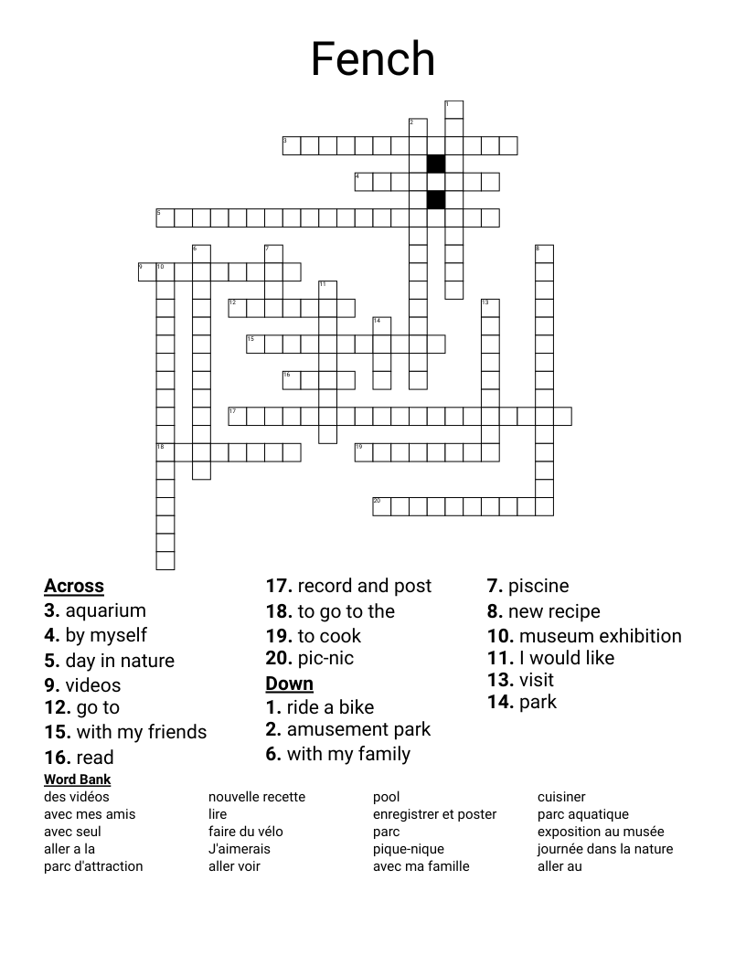 Fench Crossword