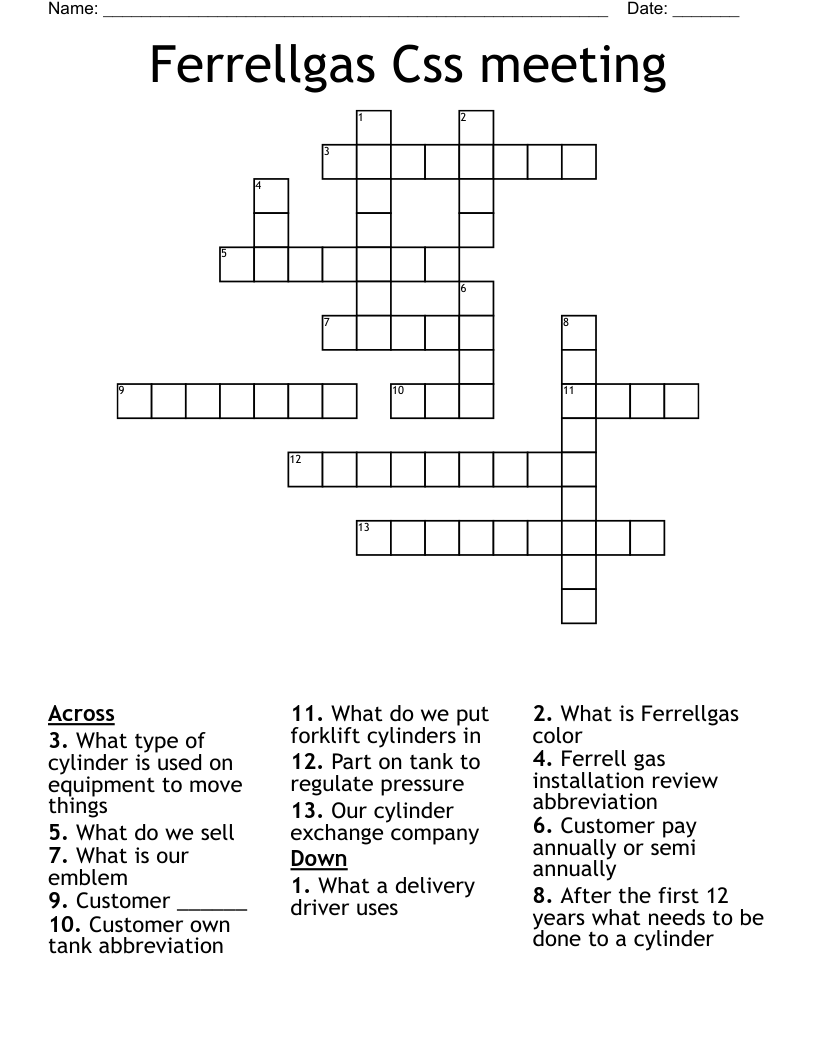 Ferrellgas Css meeting  Crossword