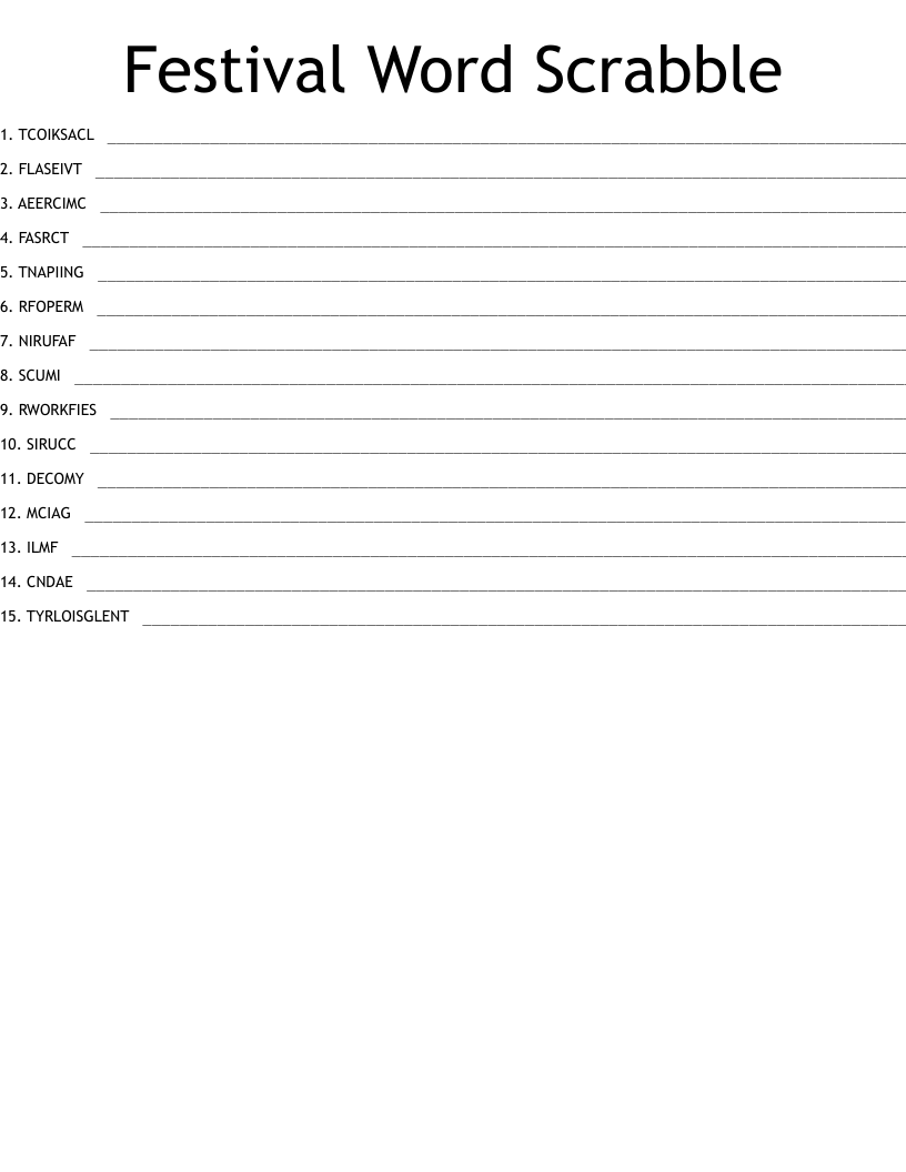 Festival Word Scrabble