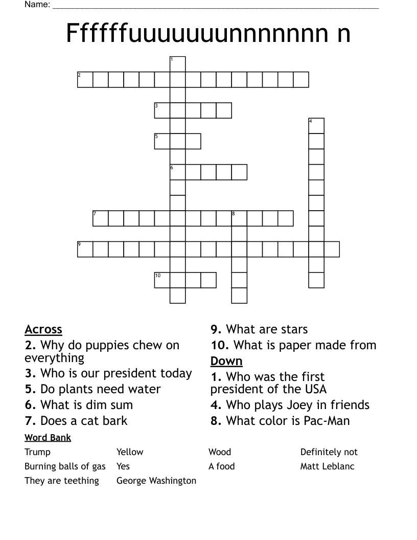 Ffffffuuuuuuunnnnnnn n Crossword