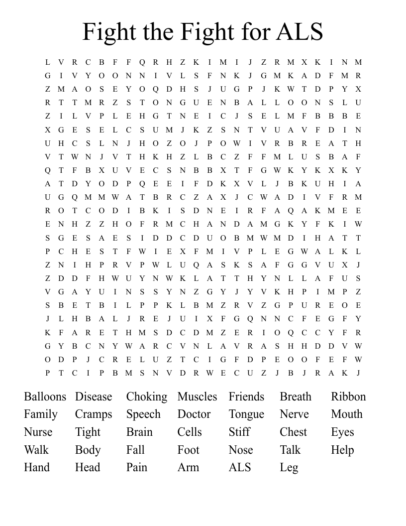 Fight the Fight for ALS Word Search