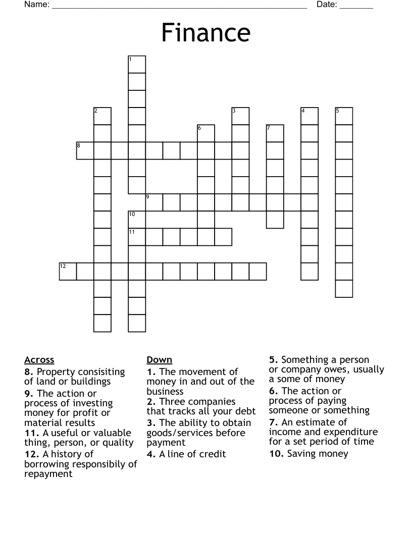 Finance Crossword WordMint