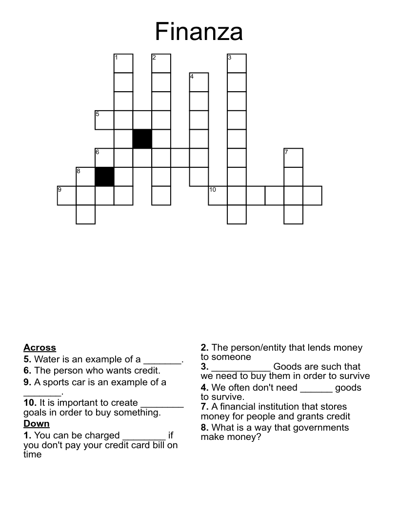 Finanza  Crossword
