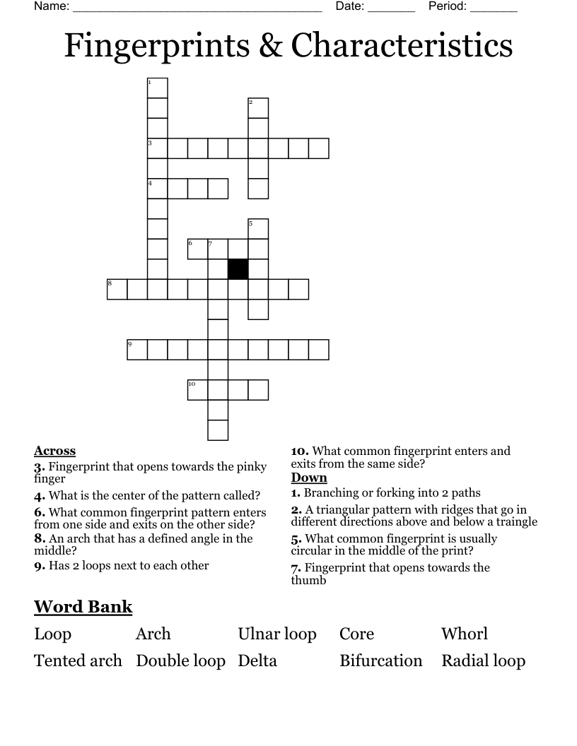 Fingerprints Characteristics Crossword WordMint