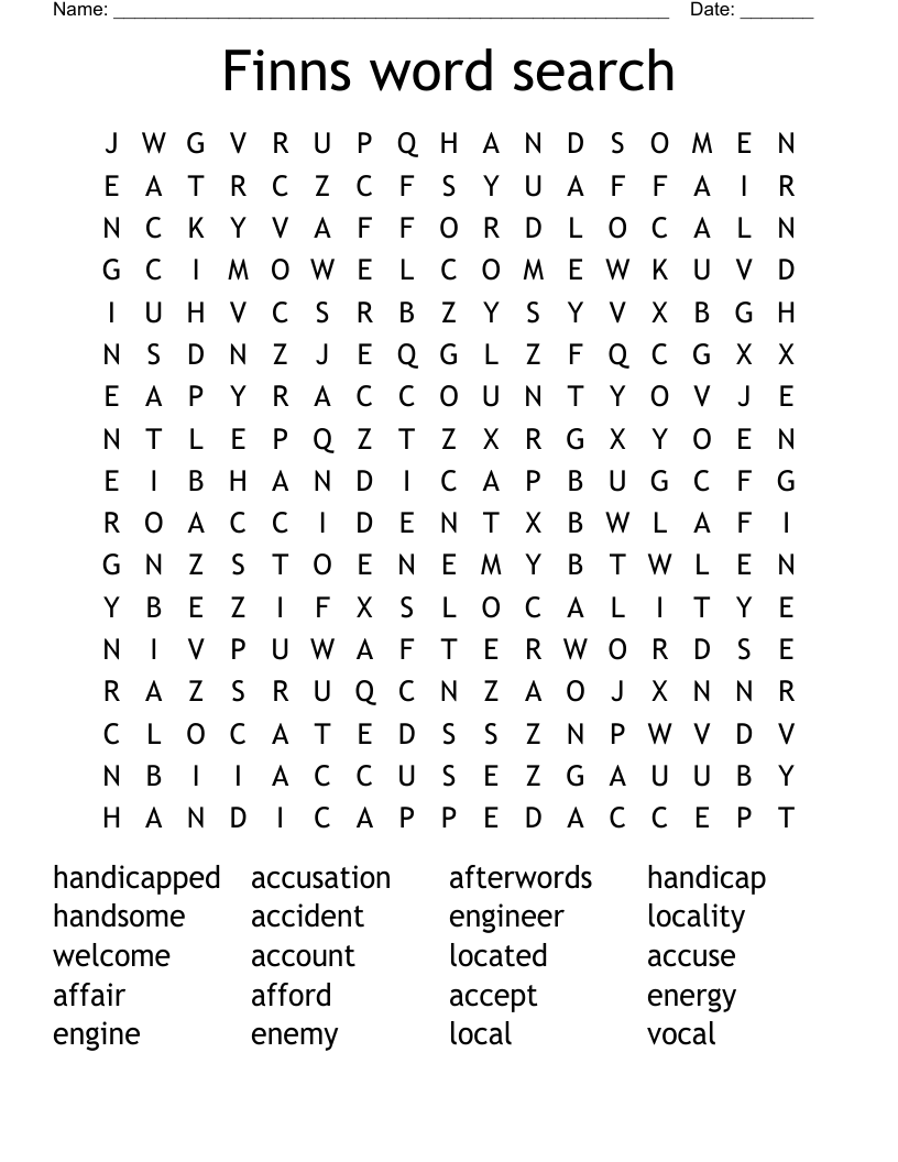 Finns word search