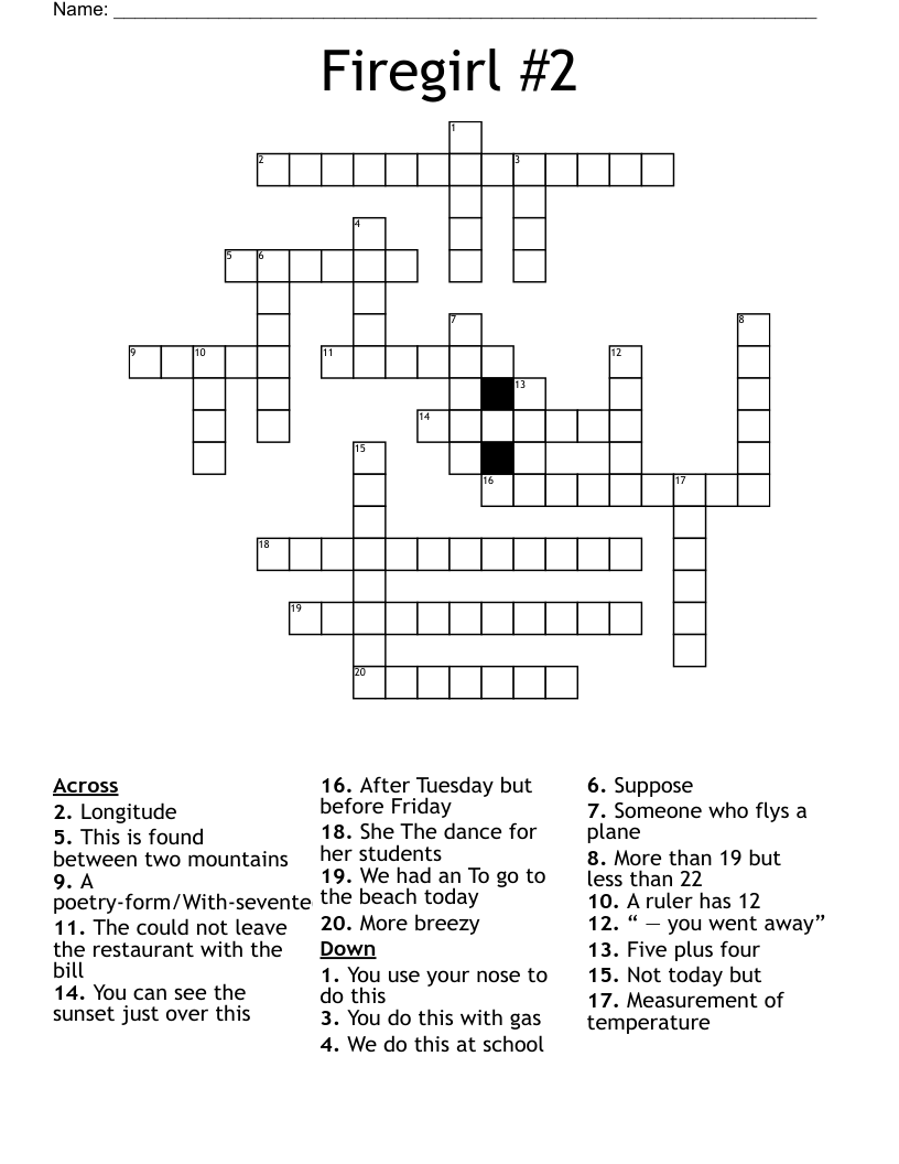 Firegirl #2 Crossword