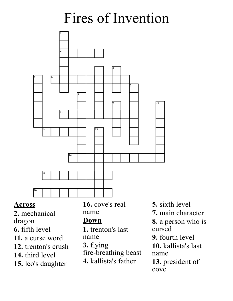 Fires of Invention Crossword