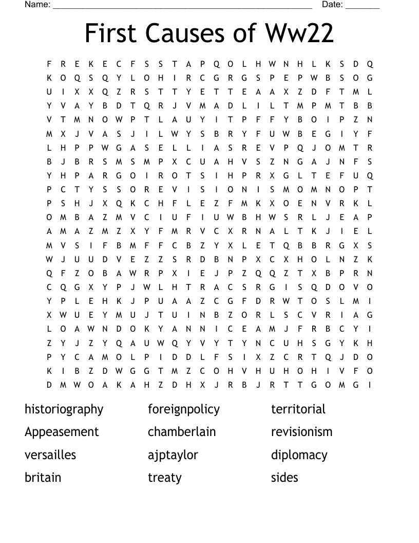 First Causes of Ww22 Word Search