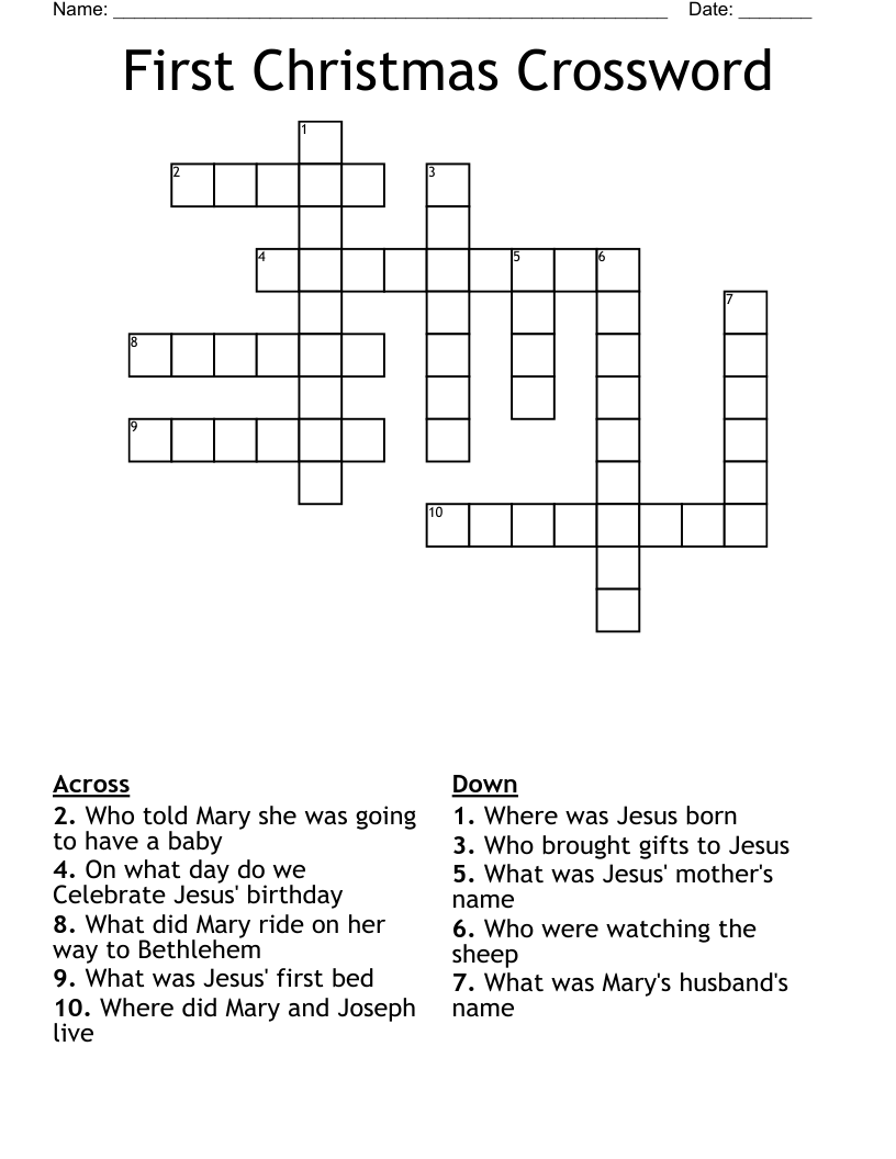 First Christmas Crossword