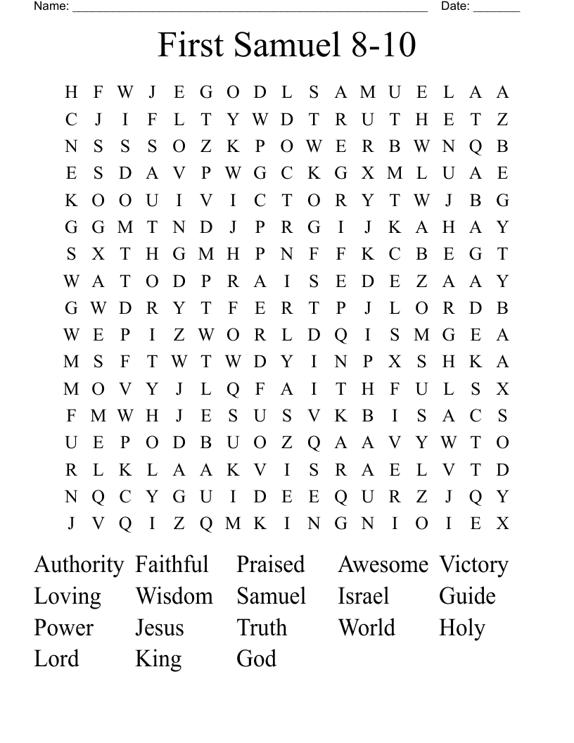 First Samuel 8-10 Word Search