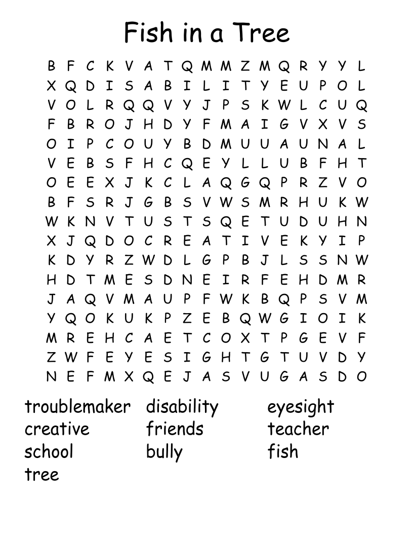 Fish in a Tree Word Search