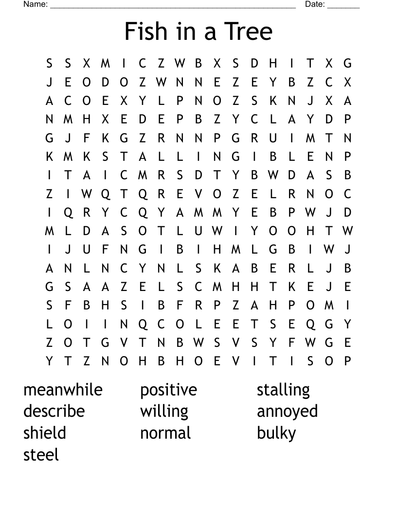 Fish in a Tree Word Search