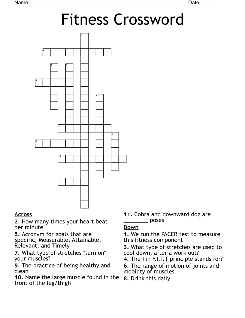 Fitness Crossword