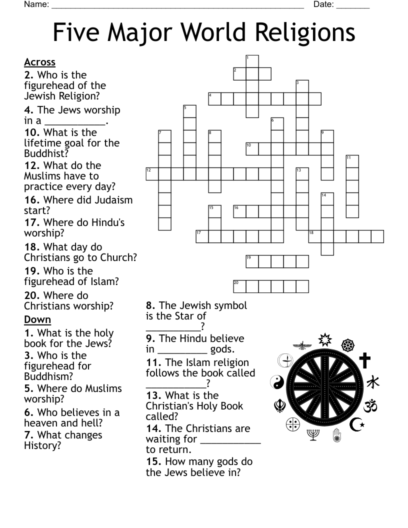 World Religions Crossword WordMint