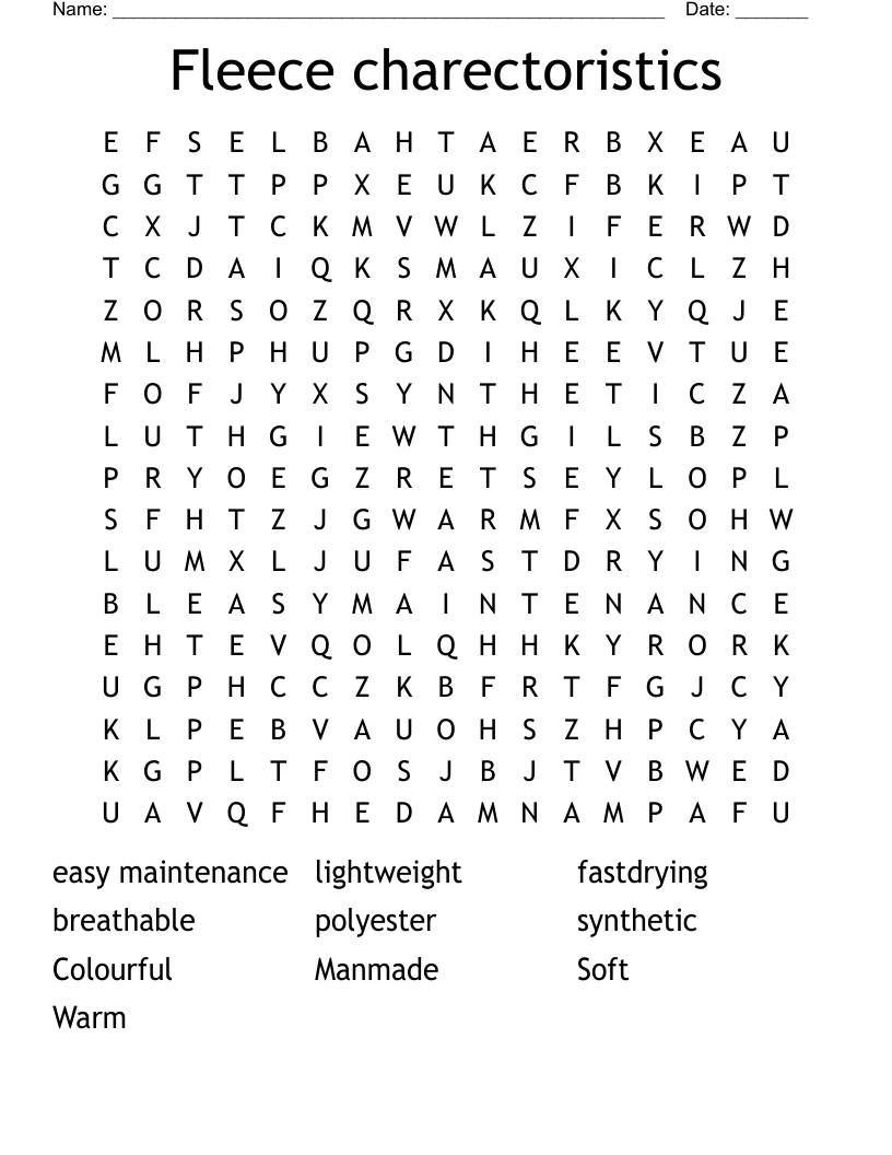 Fleece charectoristics Word Search