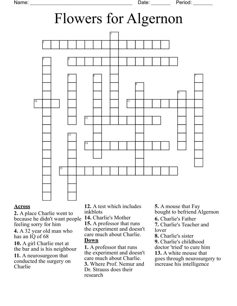 Flowers For Algernon Crossword WordMint