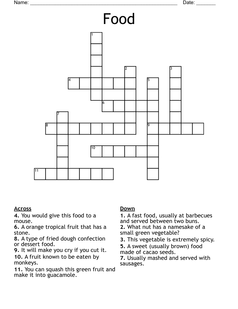 Food Crossword