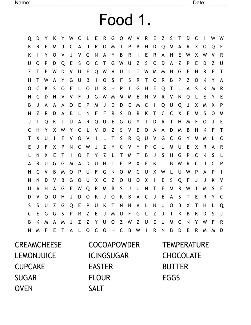 Food 1. Word Search