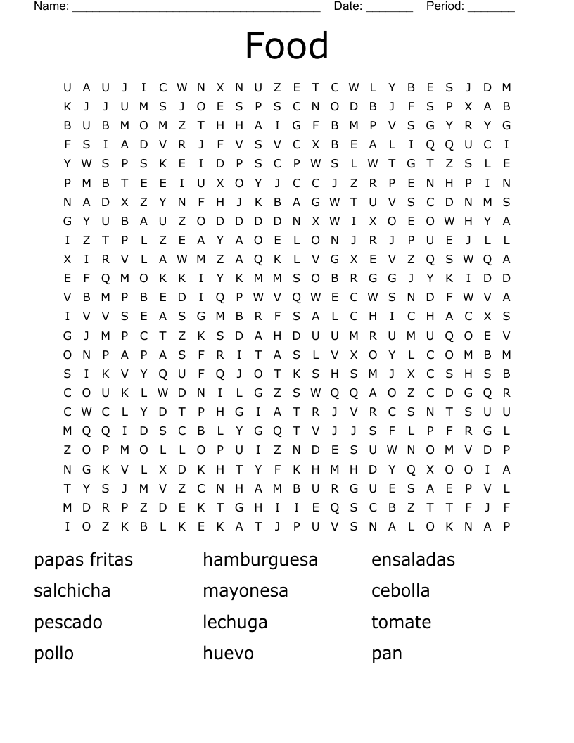 Food Word Search WordMint