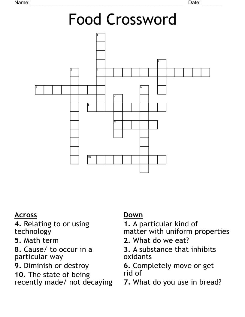 Food Crossword WordMint