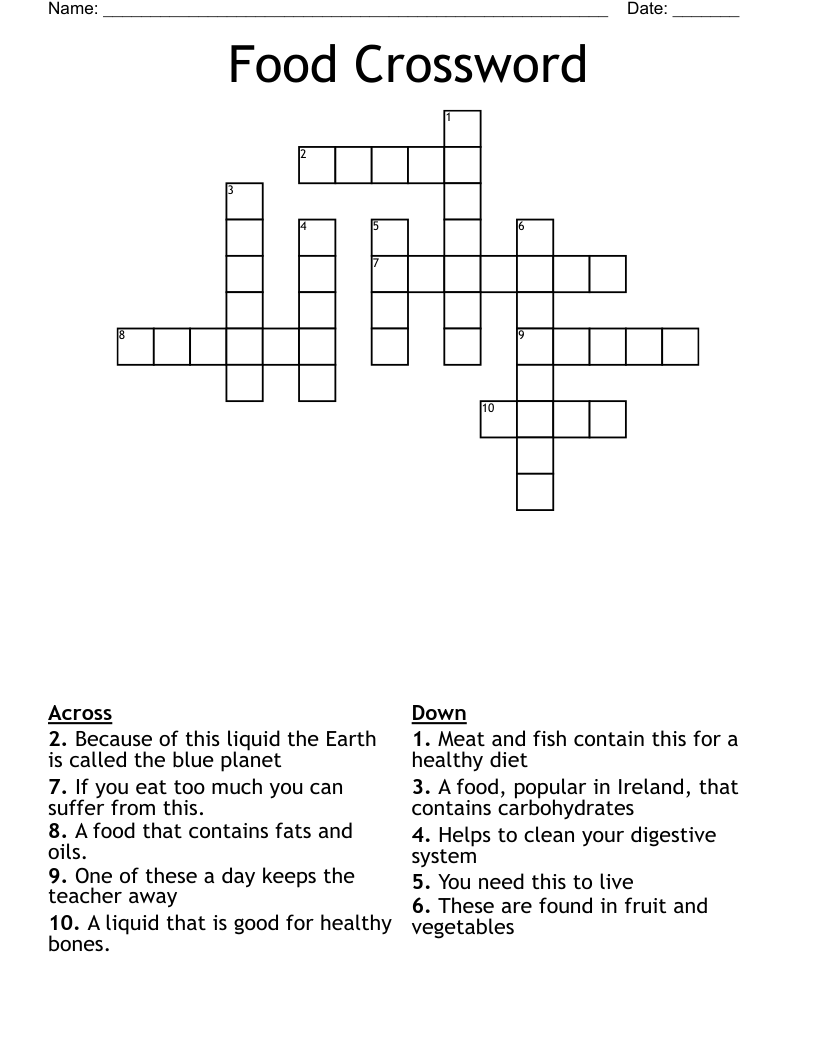 Food Crossword WordMint
