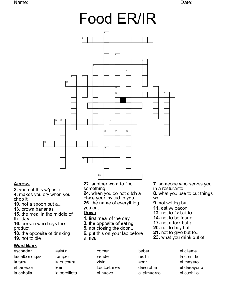 Food ER/IR  Crossword