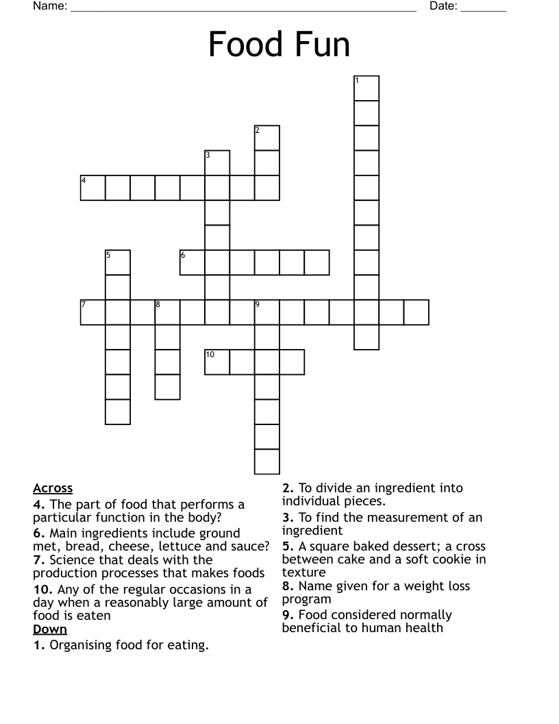 Food Fun Crossword