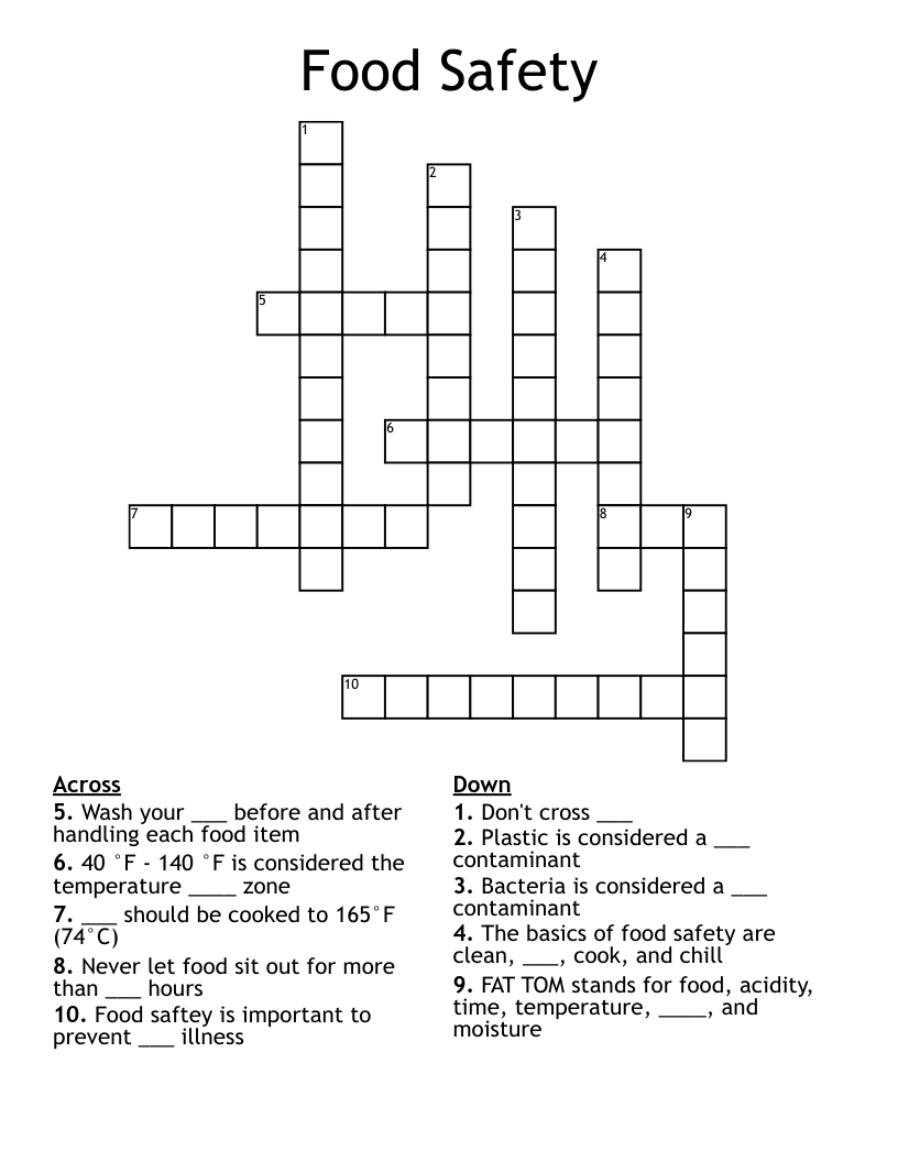 FOOD SAFETY Word Search WordMint