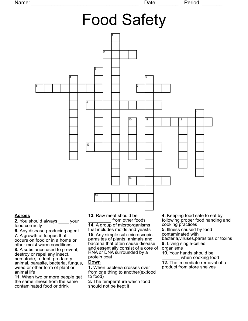 Food Safety Crossword