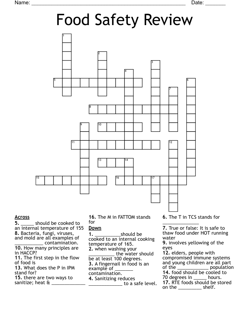 7 Chapter 2 Servsafe Crossword Puzzle Answers SabinaComfort