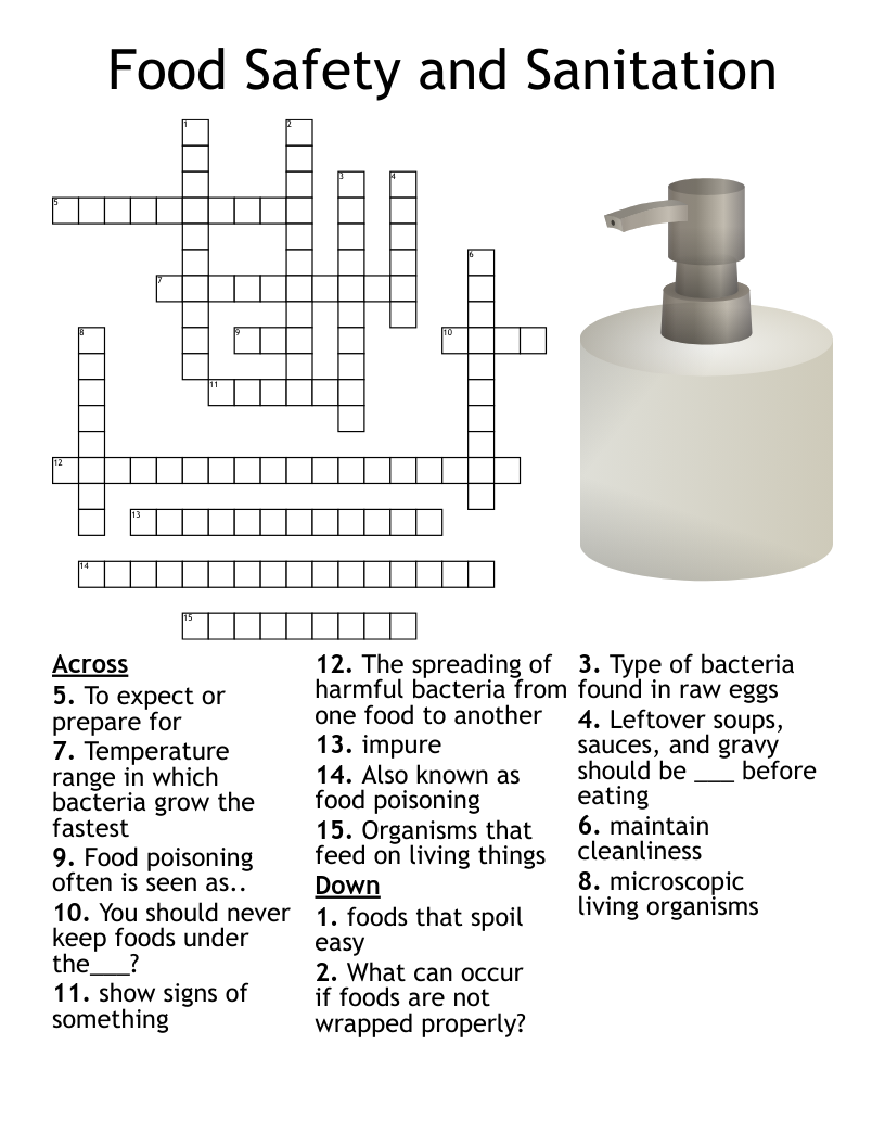 Food Safety and Sanitation  Crossword