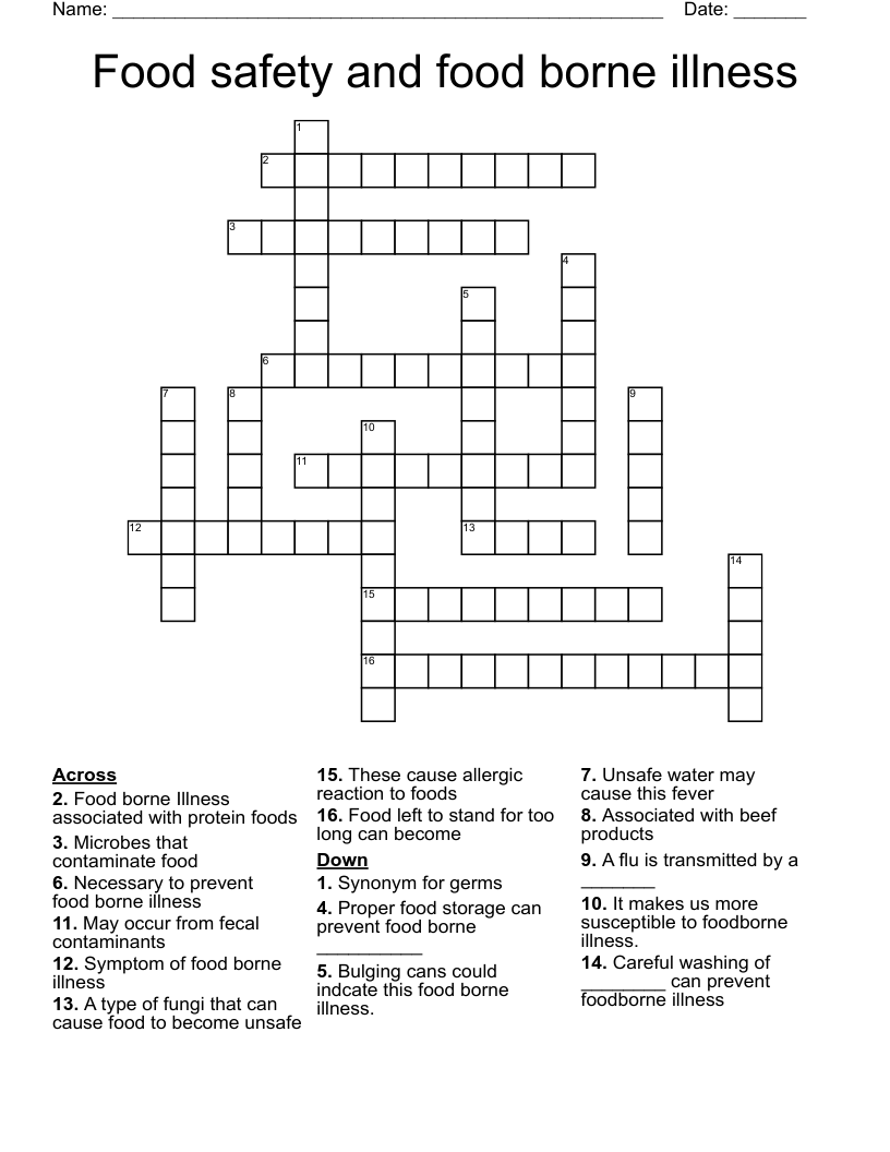 Food Safety Word Search WordMint