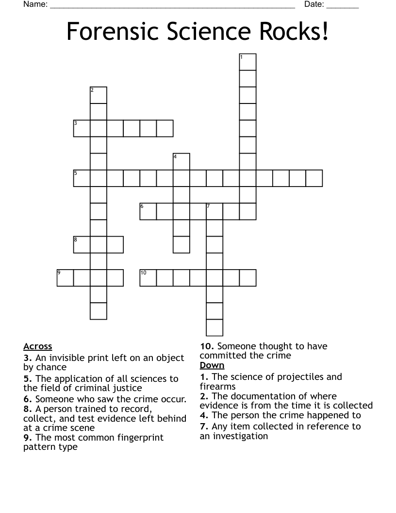 Forensics Crossword Puzzle WordMint
