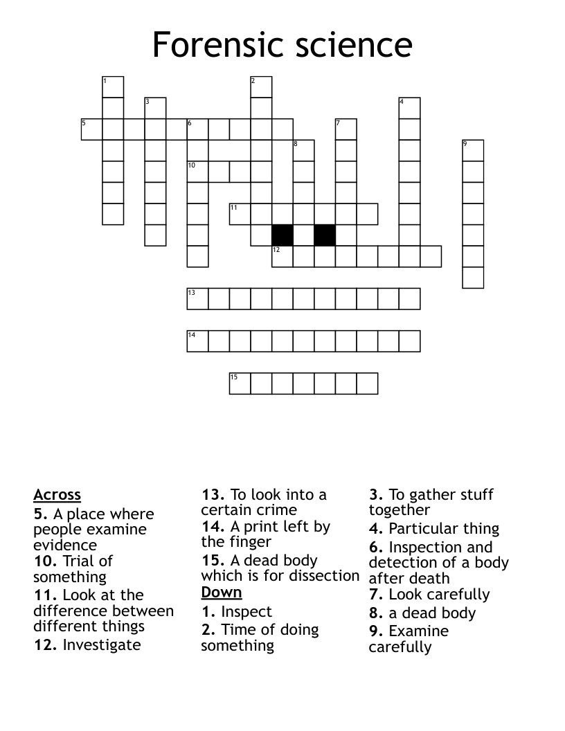 Forensic Science Crossword Puzzle WordMint