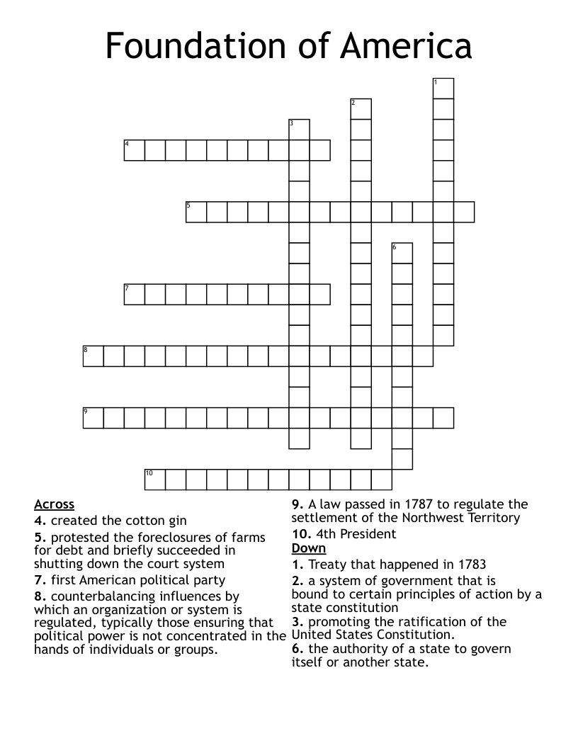 Foundation of America Crossword WordMint