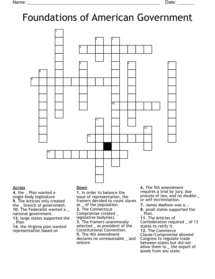 Foundations Of American Government Crossword WordMint