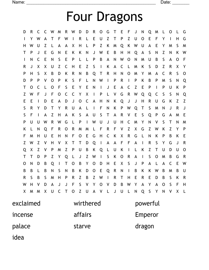 Four Dragons Word Search