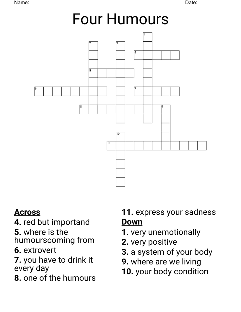 Four Humours Crossword