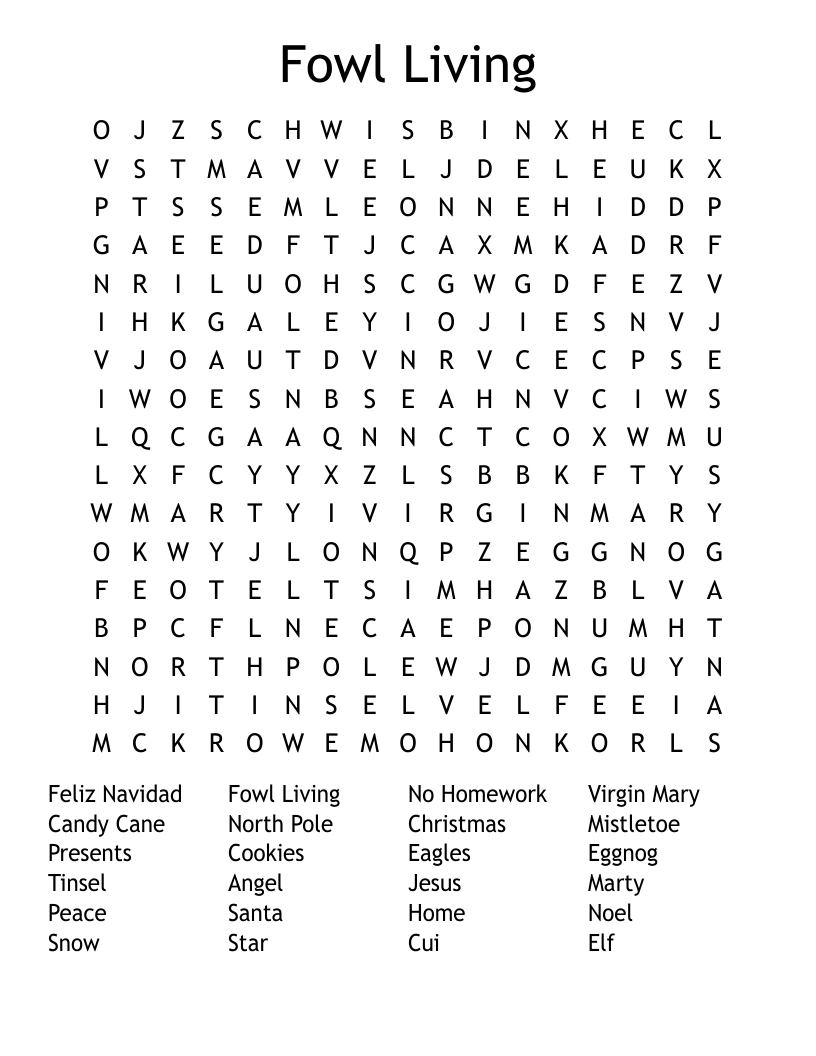 Fowl Living Word Search