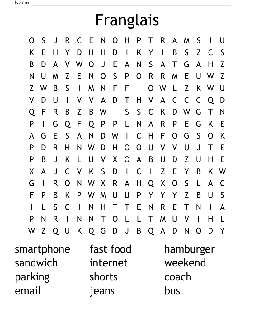 Franglais Word Search