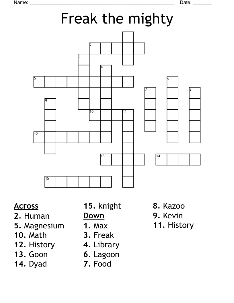 Freak the mighty  Crossword