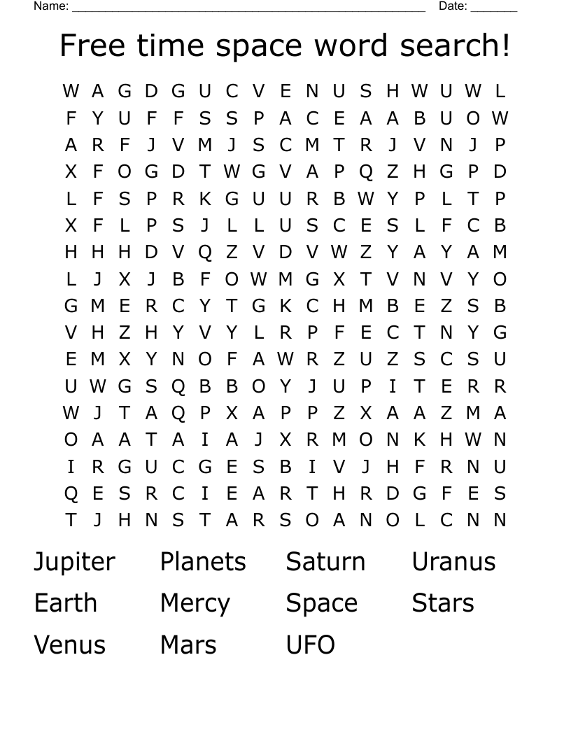 Free time space word search!