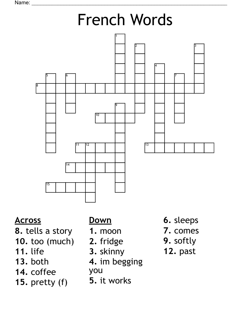 French Words Crossword