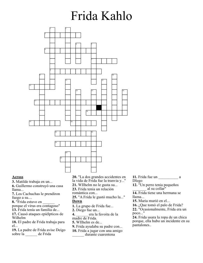 Frida Kahlo Inaila Badger Word Search WordMint